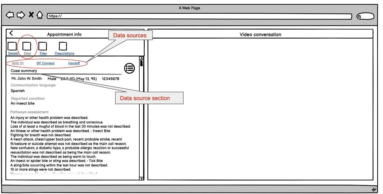Detailed data display example