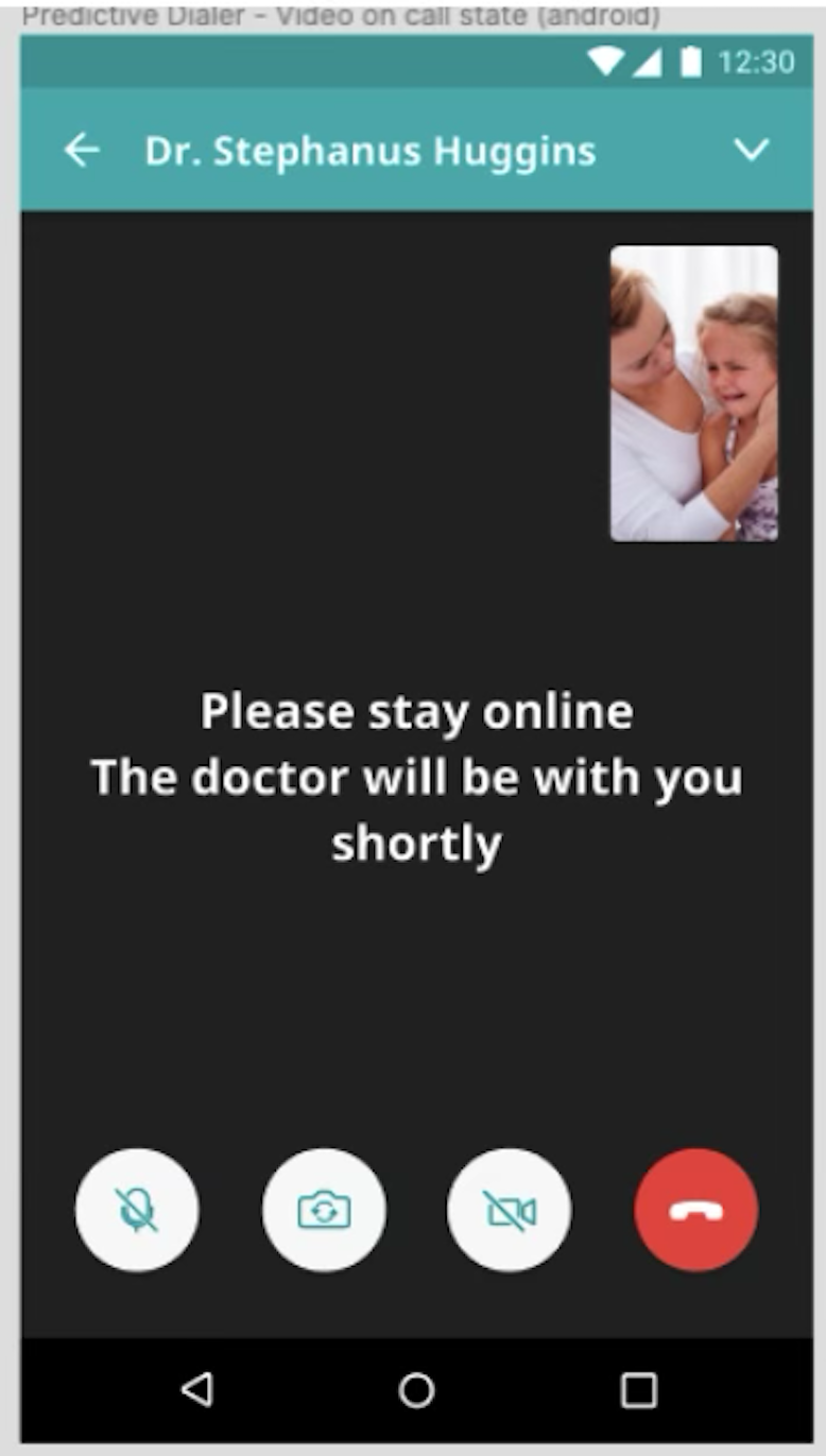 Patient virtual waiting room screen